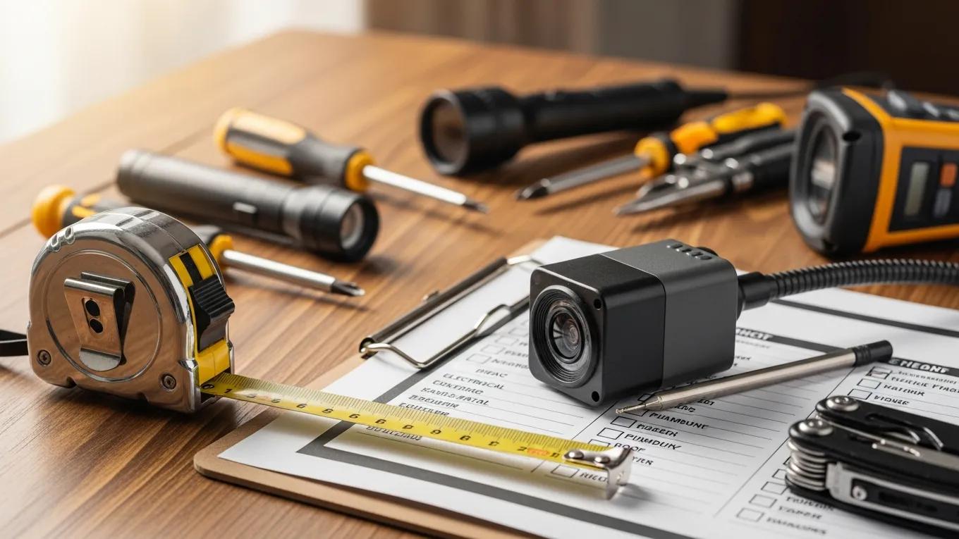 Close-up of home inspection tools, illustrating key components crucial for negotiation discussions