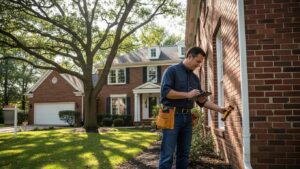 Home inspector reviewing property condition in Southeast Michigan